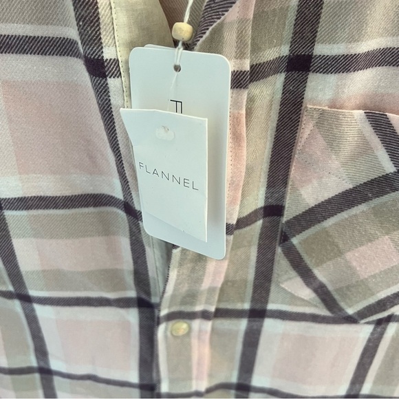 FLANNEL AUSTRALIA Chic Light Pink, Gray Plaid Shirt Dress or Duster Size 6-8 - Picture 5 of 13